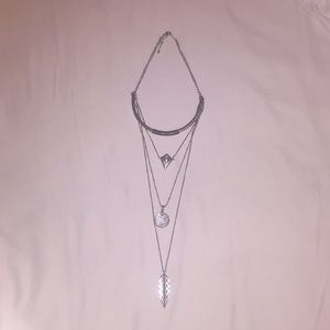 3 Three Layer Necklace Feather Moon Eye